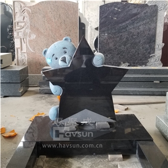 Teddy Bear Holding Star Granite Infant Baby Monument