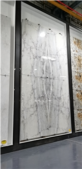 Cheaper Pure Brazil Calacatta White Texture Quartz Slabs