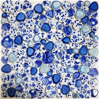 Glazed Rock Pebble Ceramic Bathroom Mosaic Non-Slip Tile