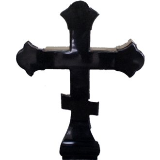 Black Granite Carving Polished Cross Headstones