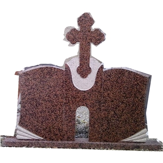 China Red Granite Cross Angel Weings Figure Monuments