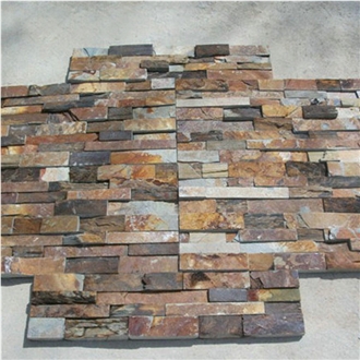 Customized Stacked Stone Veneer Rust Slate Wall Panels