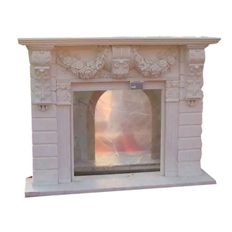 Natural Stone Carving Indoor Fireplace Mantel Sculpture