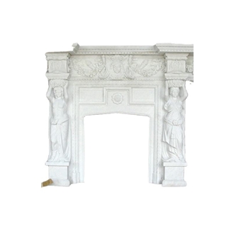 White Marble Mantel Sculptured Indoor Antique Fireplace