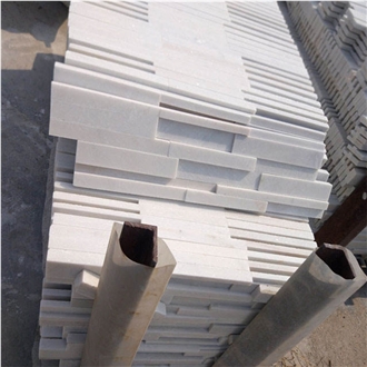 White Marble Stacked Stone Veneer Wall Cladding Panels