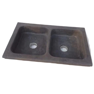 Wholesale Natural Blue Limestone Honed Rectangle Double Sink