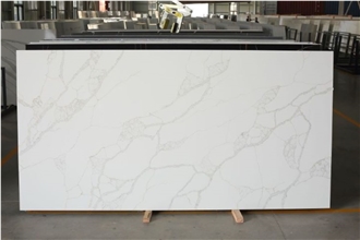 White Quartz With Gold Grey Veins Slabs Quartz Tiles