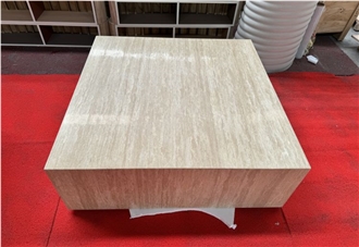 Beige Travertine Square Coffee Table Interior Design