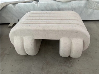 Customized Beige Stone End Table