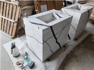 5010 New York Quartz Black Veins Bathroom Countertop