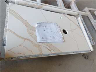 5017 Calacatta Gold Quartz Artificial Stone Countertop