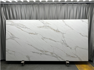 GOLDTOP 5005 Calacatta Macchia White Quartz Slabs