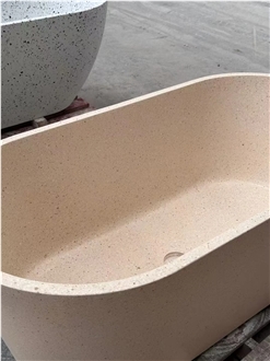 HRST Stone Terrazzo Bath Tubs Solid Surface Bath Tub OEM ODM