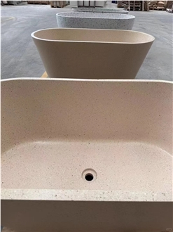 HRST Stone Terrazzo Bath Tubs Solid Surface Bath Tub OEM ODM