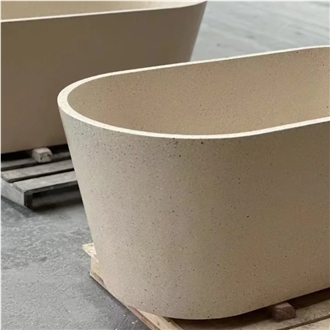 HRST Stone Terrazzo Bath Tubs Solid Surface Bath Tub OEM ODM