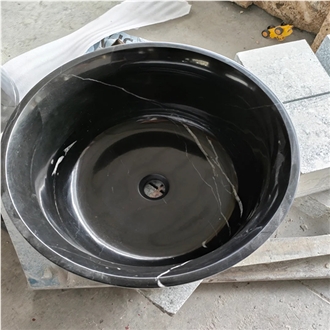 Black Marble Vessel Wash Basins