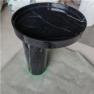 Nero Marquina Marble Pedestal Sink