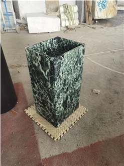 Pedestal Hotel Bathroom Green Marble Wash Basin Wholesale