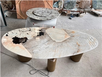 Teardrop Shape Patagonia Quartzite Dining Table Top