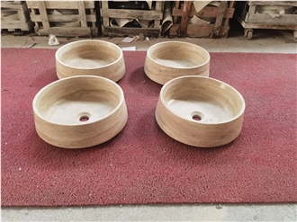 Travertine Round Bathroom Vessel Pedestal  Wash Basin Sale