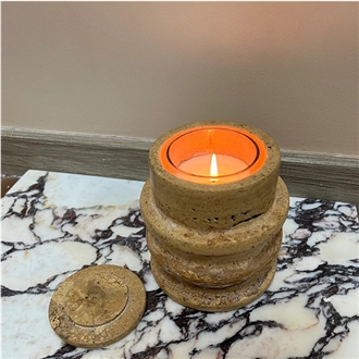 Travertine Stone Candle Holder Cup
