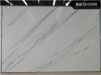 Glossy White Engineered Stone Slabs
