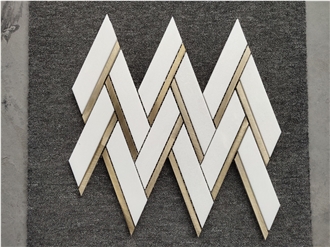 Gold Chevron Marble Bathroom Mosaic  Tiles