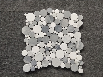 Grey Marble Bubble Round  Mosaic Tiles