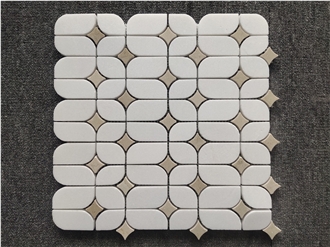 White + Beige Mixed Marble Mosaic Tiles