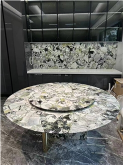 10-Seat White Beauty Marble Lazy Susan Restaurant Dining Table Tops