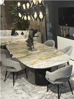 Luxury Marble Calacatta Gold Office Conference Table Tops