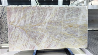 Translucent Pink Crystal Quartzite Stone Slab Floor Tiles