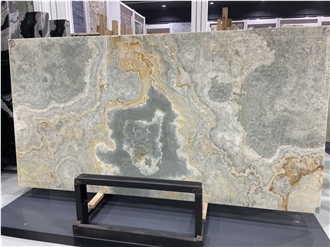 Golden Turquoise Onyx Slabs For Bathroom Flooring And Wall