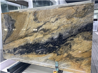 Jacaranda Oro Quartzite Polished Surface Slabs For Luxury Decor