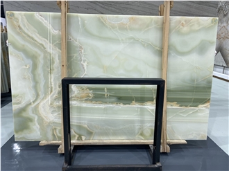 Pure Green Onyx Slabs For Luxury Hotel Bathroom Decoration