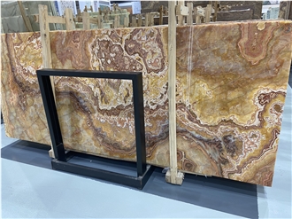 Tiger Onyx Slabs For Hotel Bathroom Flooring And Wall