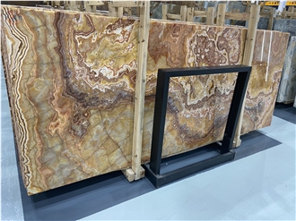 Tiger Onyx Slabs For Hotel Bathroom Flooring And Wall