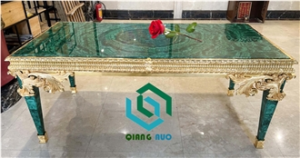 Green Malachite Gemstone Custom Design Table, Dining Table
