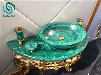 Noble Customized Peacock Emerald Artificial Semiprecious Stone Basin Unit