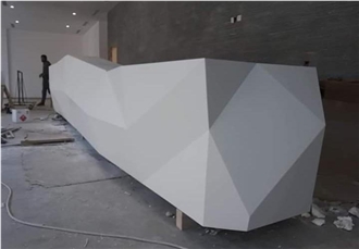 Modern White Diamond Acrylic Artificial Stone Reception Desk