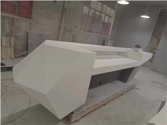 Modern White Diamond Acrylic Artificial Stone Reception Desk