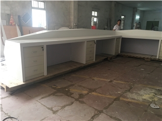 Modern White Diamond Acrylic Artificial Stone Reception Desk