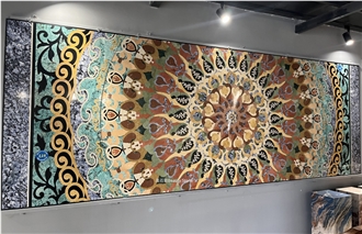 Beautiful Tangka Waterjet Medallions Marble Decoration