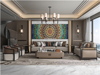 Beautiful Tangka Waterjet Medallions Marble Decoration