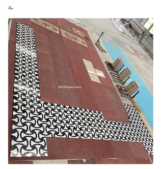 Black And White Combined Design Waterjet Marble Pattern