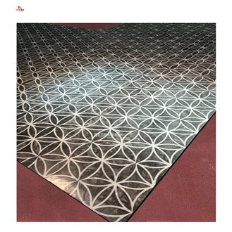 Black Circle Design Natural Water Jet Marble Floor Tiles