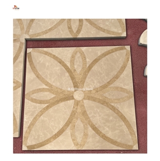 Flower Golden Marble Design Waterjet Floor Medallions