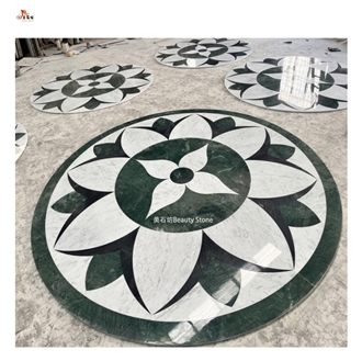Green Round Simple Flower Waterjet Medallions Pattern