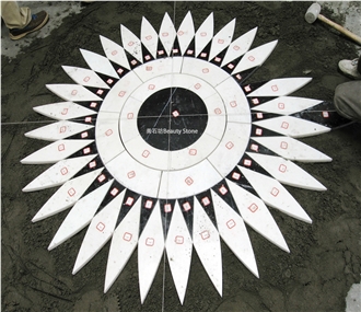 Large Waterjet Inlay China Carrara Marble Medallion Pattern Project Public Place
