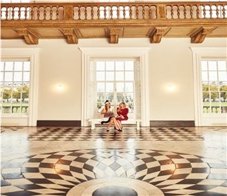 Large Waterjet Inlay China Carrara Marble Medallion Pattern Project Public Place